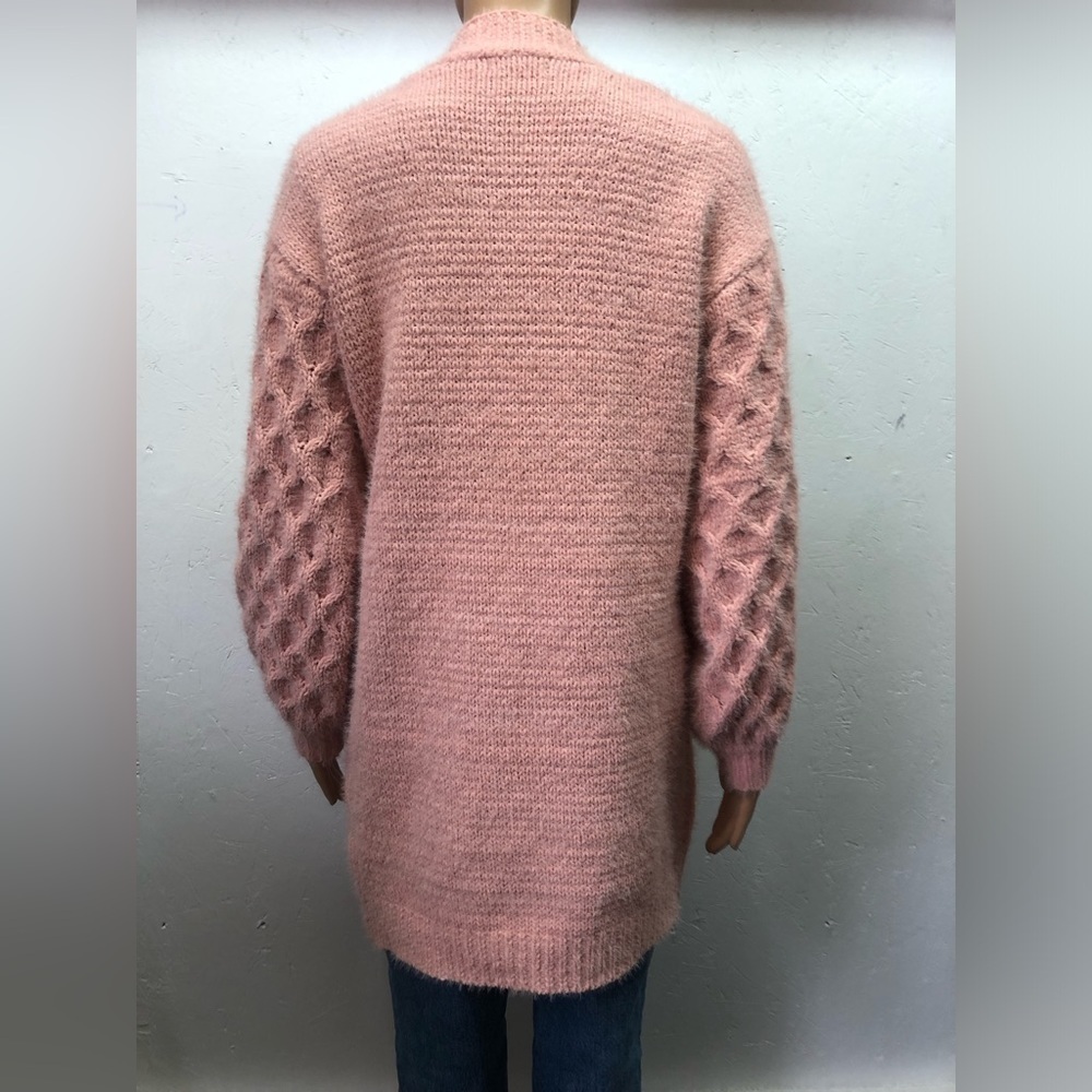 Esqualo dusty rose long open cardigan - Picture 3 of 13
